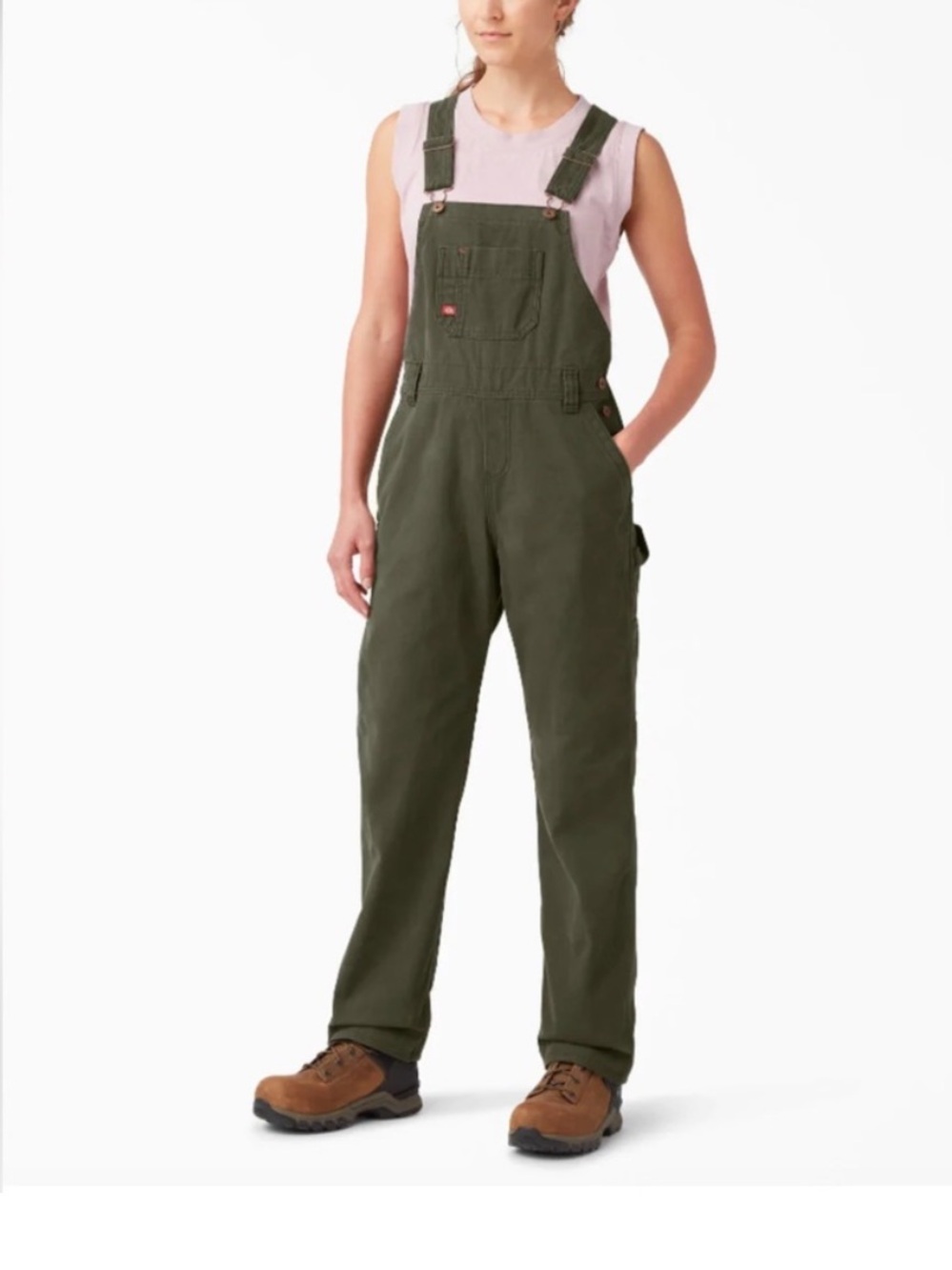 Dickies Relaxed Fit Bib Overalls FB206RMS womens size small moss green NWT